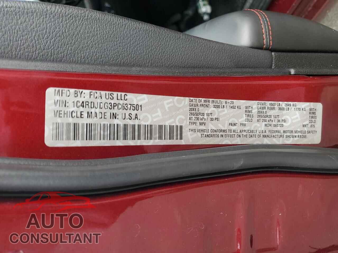 DODGE DURANGO 2023 - 1C4RDJDG3PC637501
