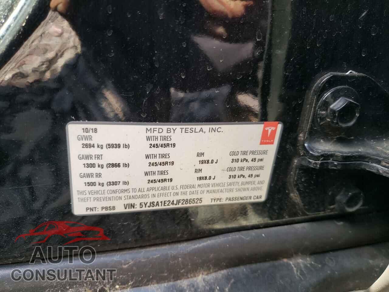 TESLA MODEL S 2018 - 5YJSA1E24JF286525