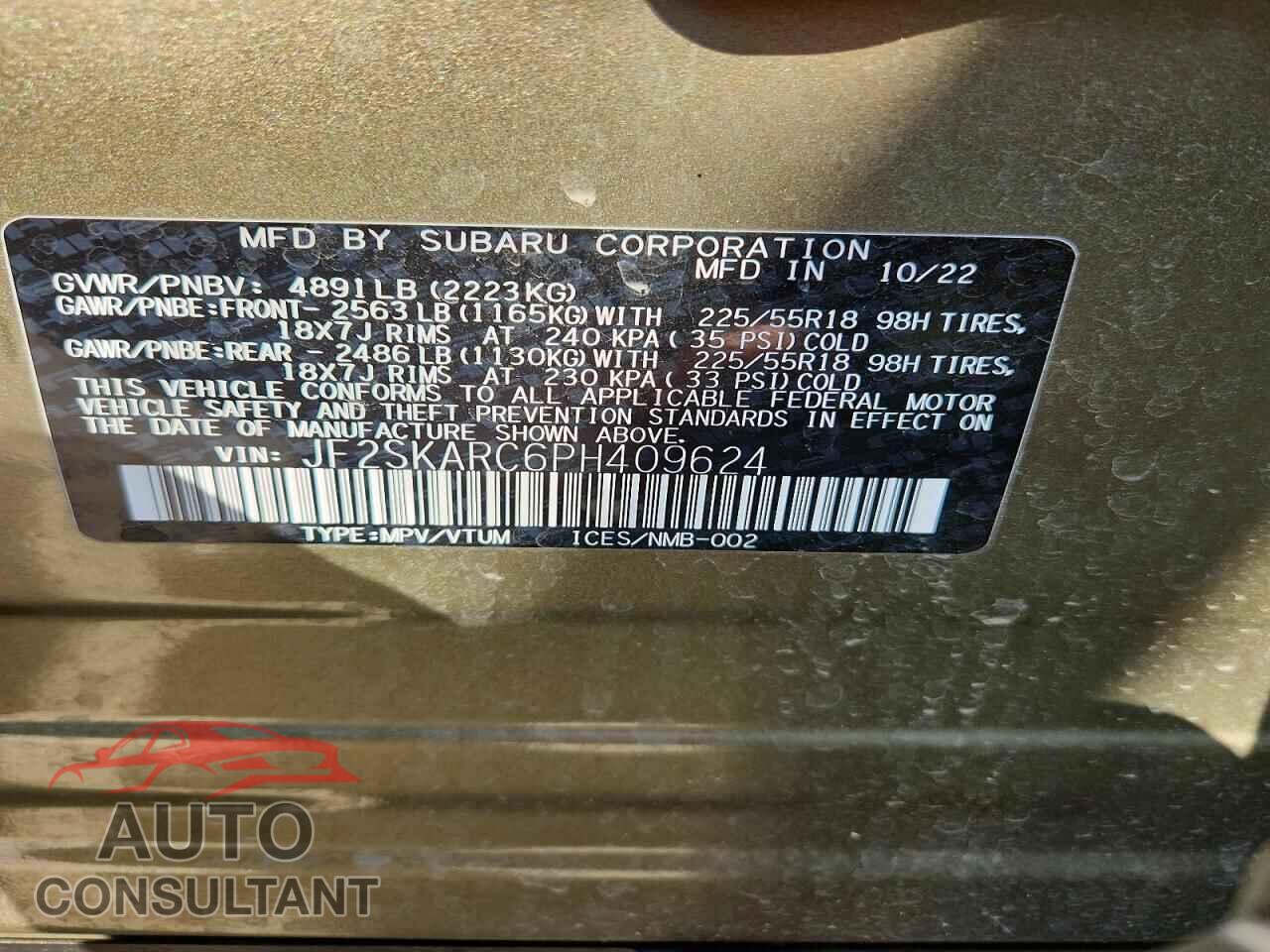 SUBARU FORESTER 2023 - JF2SKARC6PH409624