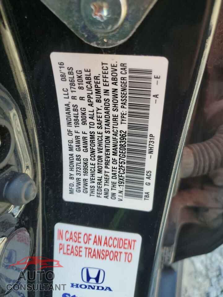 HONDA CIVIC 2016 - 19XFC2F57GE083962