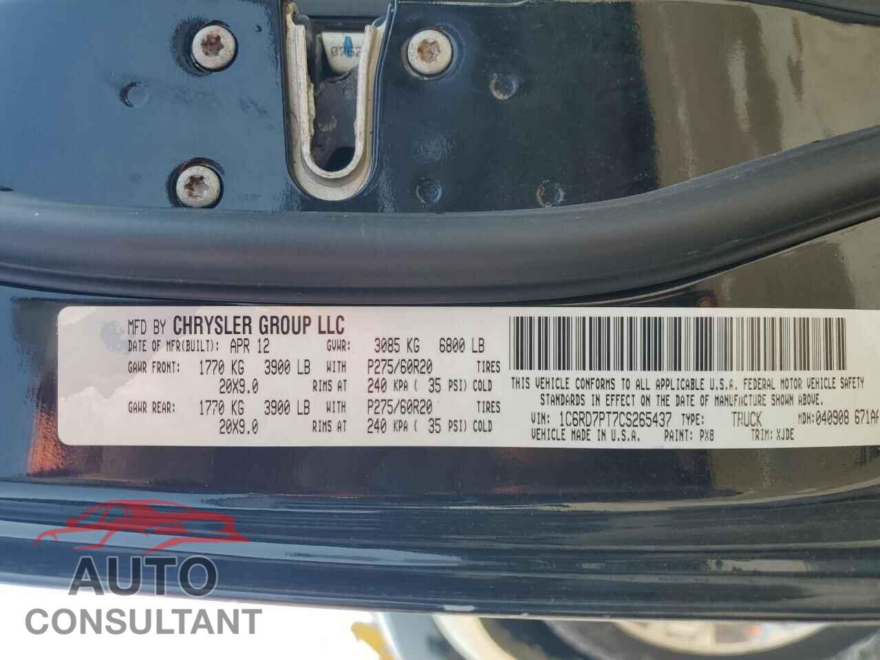 DODGE RAM 1500 2012 - 1C6RD7PT7CS265437