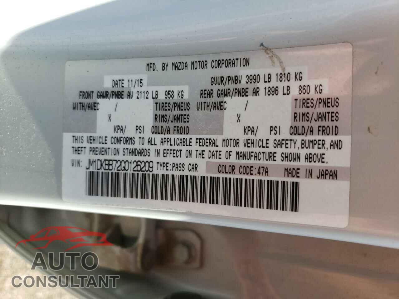 MAZDA CX-3 2016 - JM1DKBB72G0126209