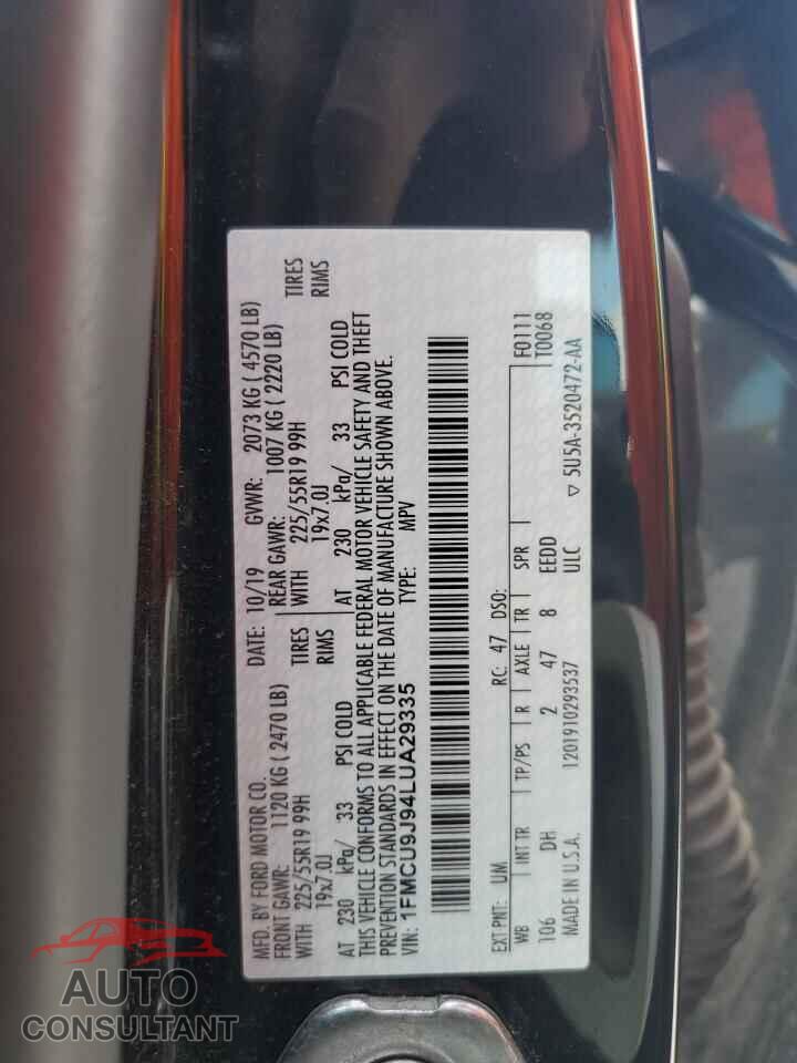FORD ESCAPE 2020 - 1FMCU9J94LUA29335