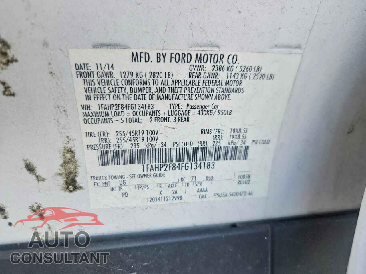 FORD TAURUS 2015 - 1FAHP2F84FG134183
