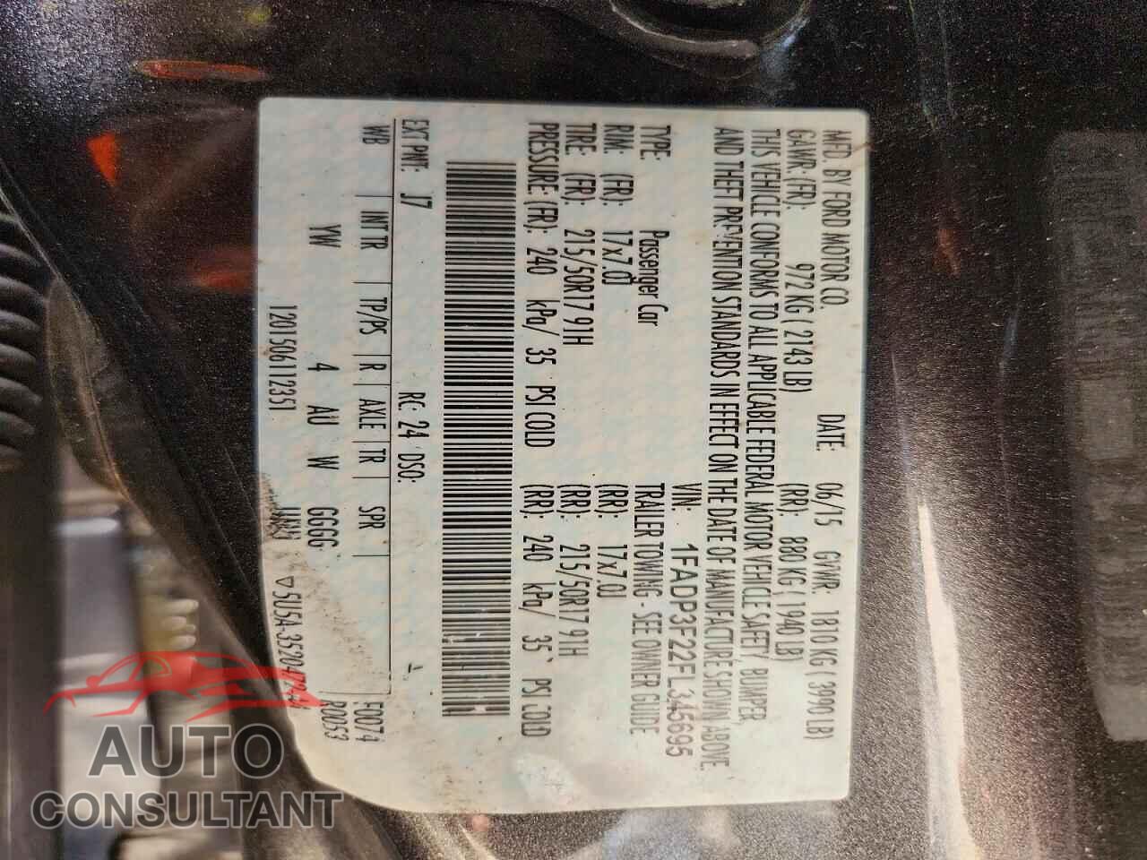 FORD FOCUS 2015 - 1FADP3F22FL345695