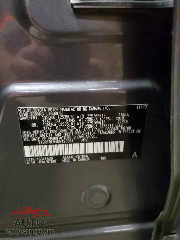 TOYOTA RAV4 2013 - 2T3RFREV4DW123364