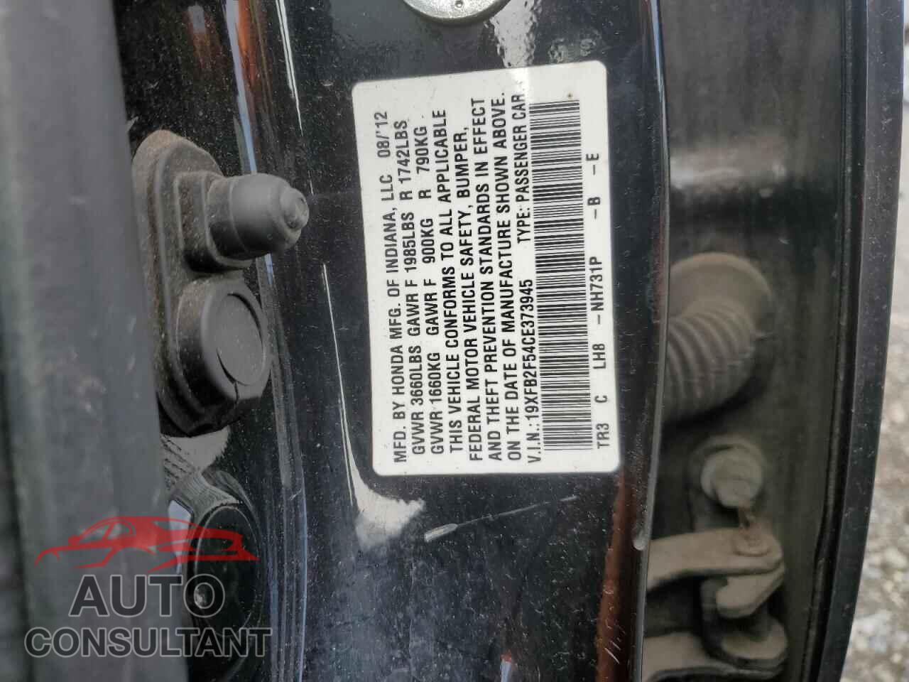 HONDA CIVIC 2012 - 19XFB2F54CE373945