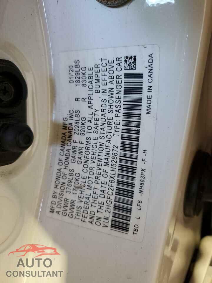 HONDA CIVIC 2020 - 2HGFC2F6XLH528672