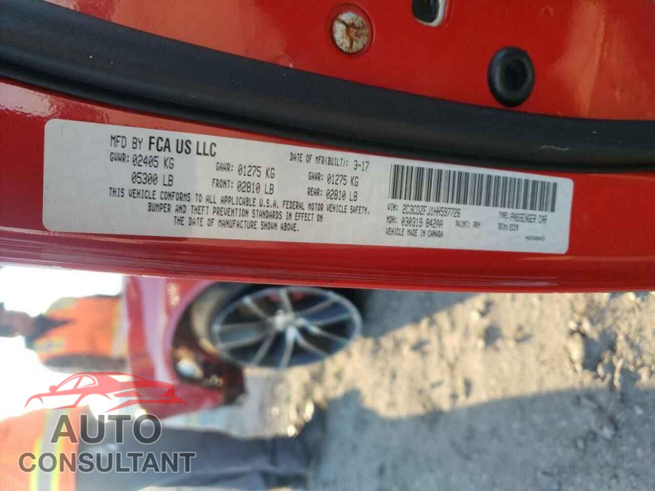 DODGE CHALLENGER 2017 - 2C3CDZFJ1HH597726