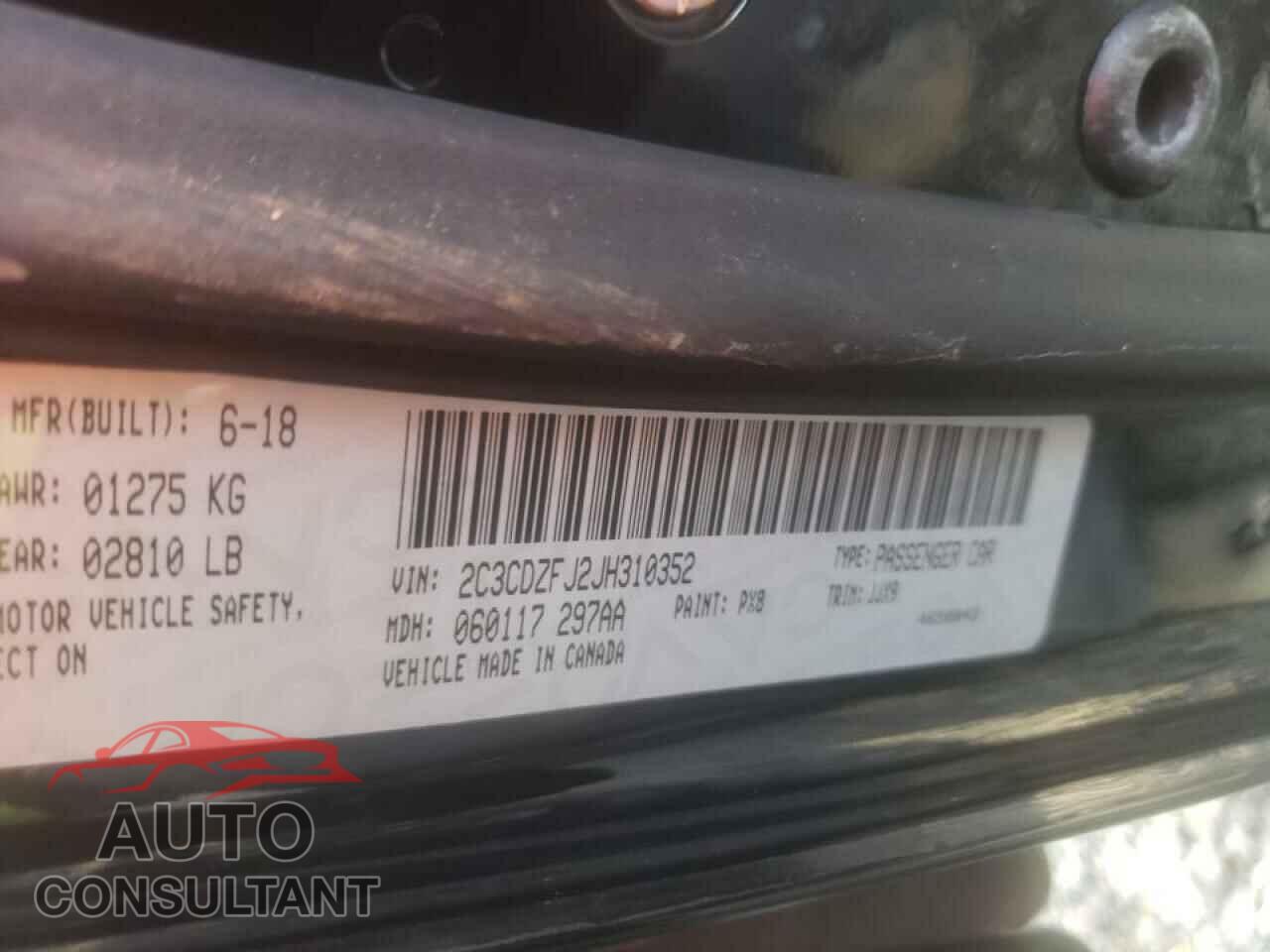 DODGE CHALLENGER 2018 - 2C3CDZFJ2JH310352