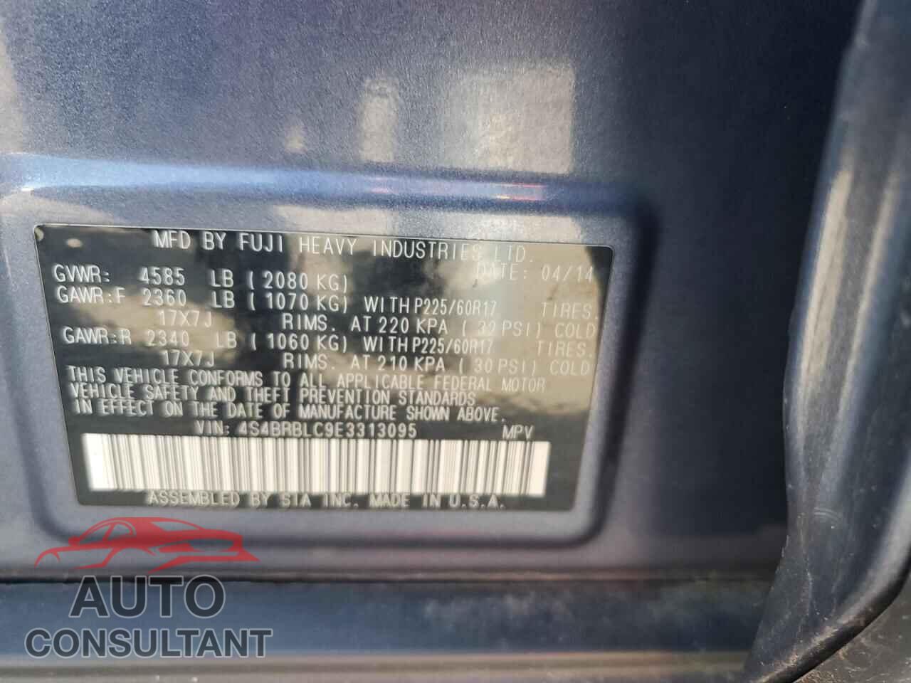 SUBARU OUTBACK 2014 - 4S4BRBLC9E3313095
