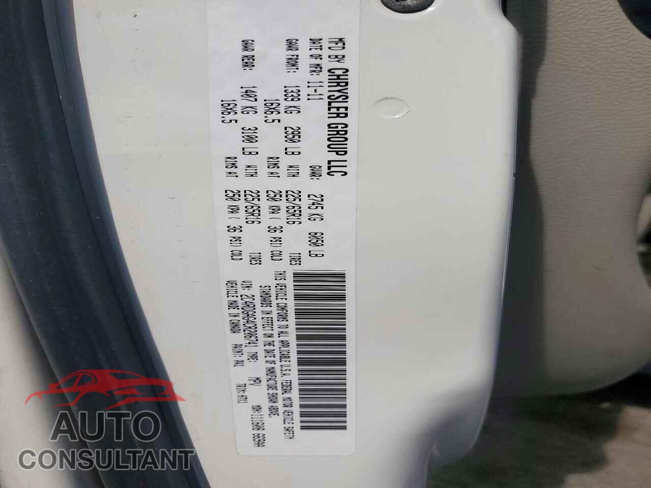 DODGE RAM VAN 2012 - 2C4RDGAG4CR206741