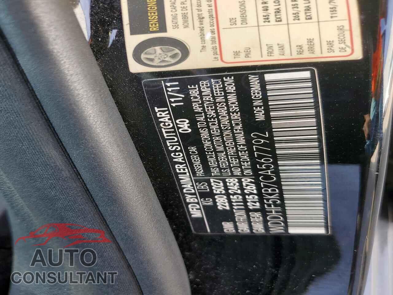 MERCEDES-BENZ E-CLASS 2012 - WDDHF5KB7CA567792