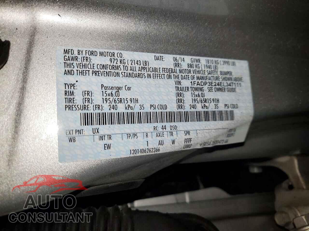 FORD FOCUS 2014 - 1FADP3E24EL347111