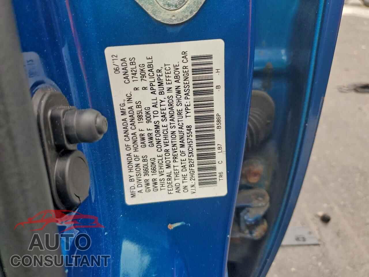 HONDA CIVIC 2012 - 2HGFB2F5XCH575548