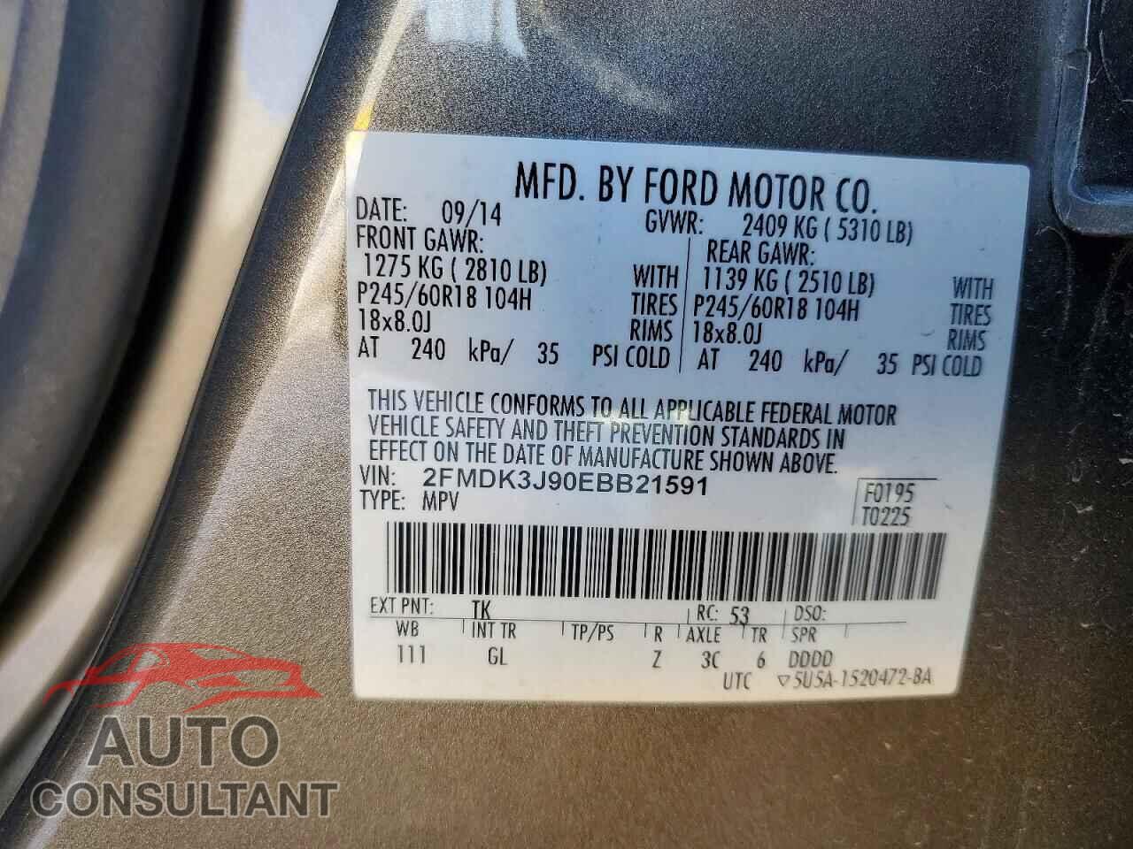 FORD EDGE 2014 - 2FMDK3J90EBB21591