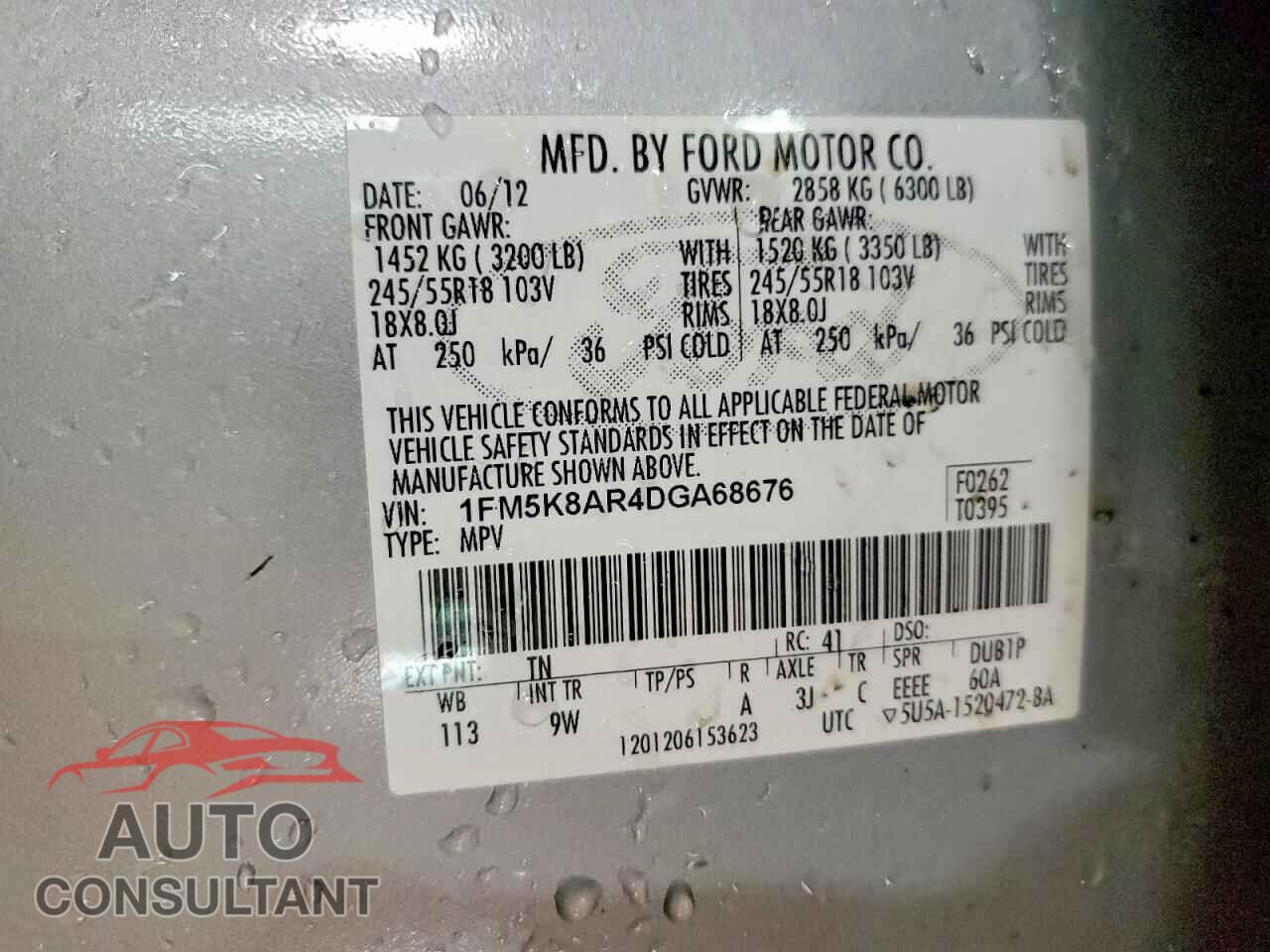 FORD EXPLORER 2013 - 1FM5K8AR4DGA68676