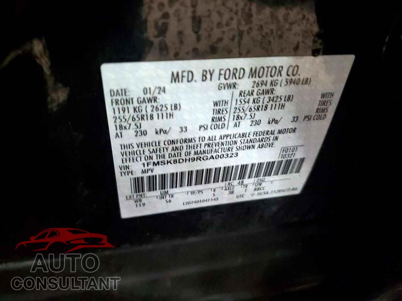 FORD EXPLORER 2024 - 1FMSK8DH9RGA00323