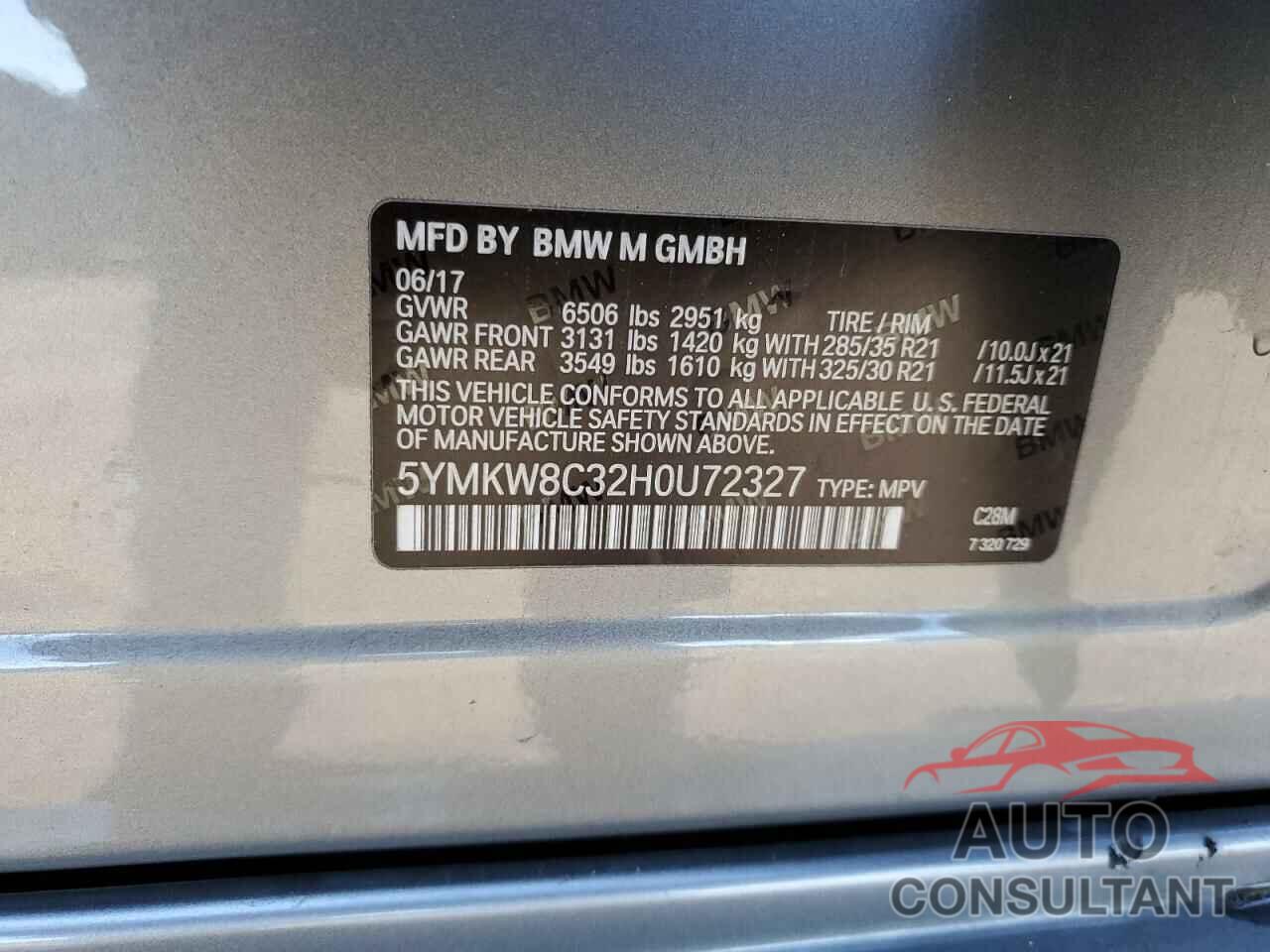 BMW X6 2017 - 5YMKW8C32H0U72327