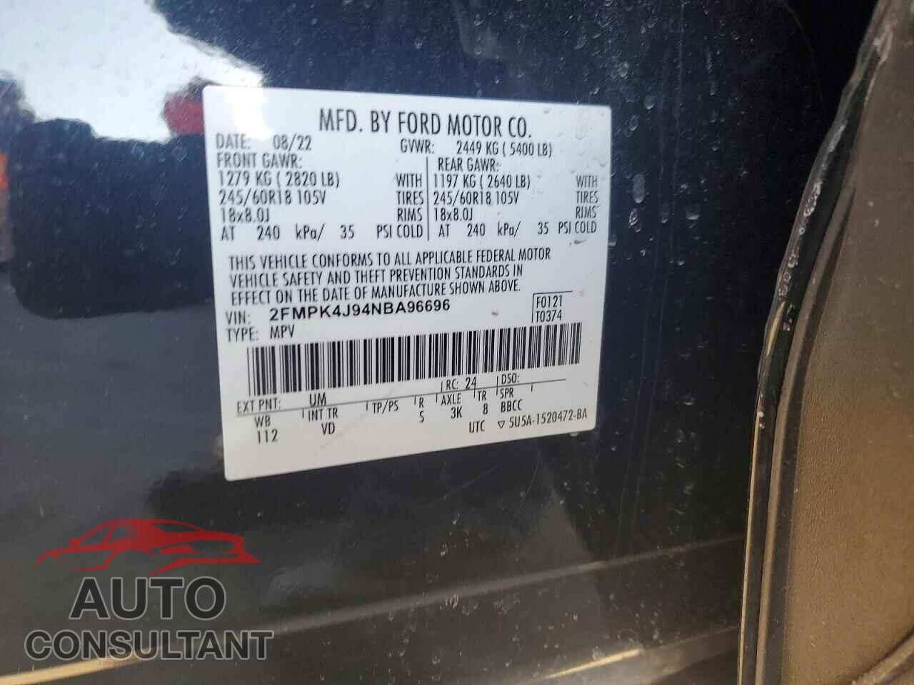 FORD EDGE 2022 - 2FMPK4J94NBA96696