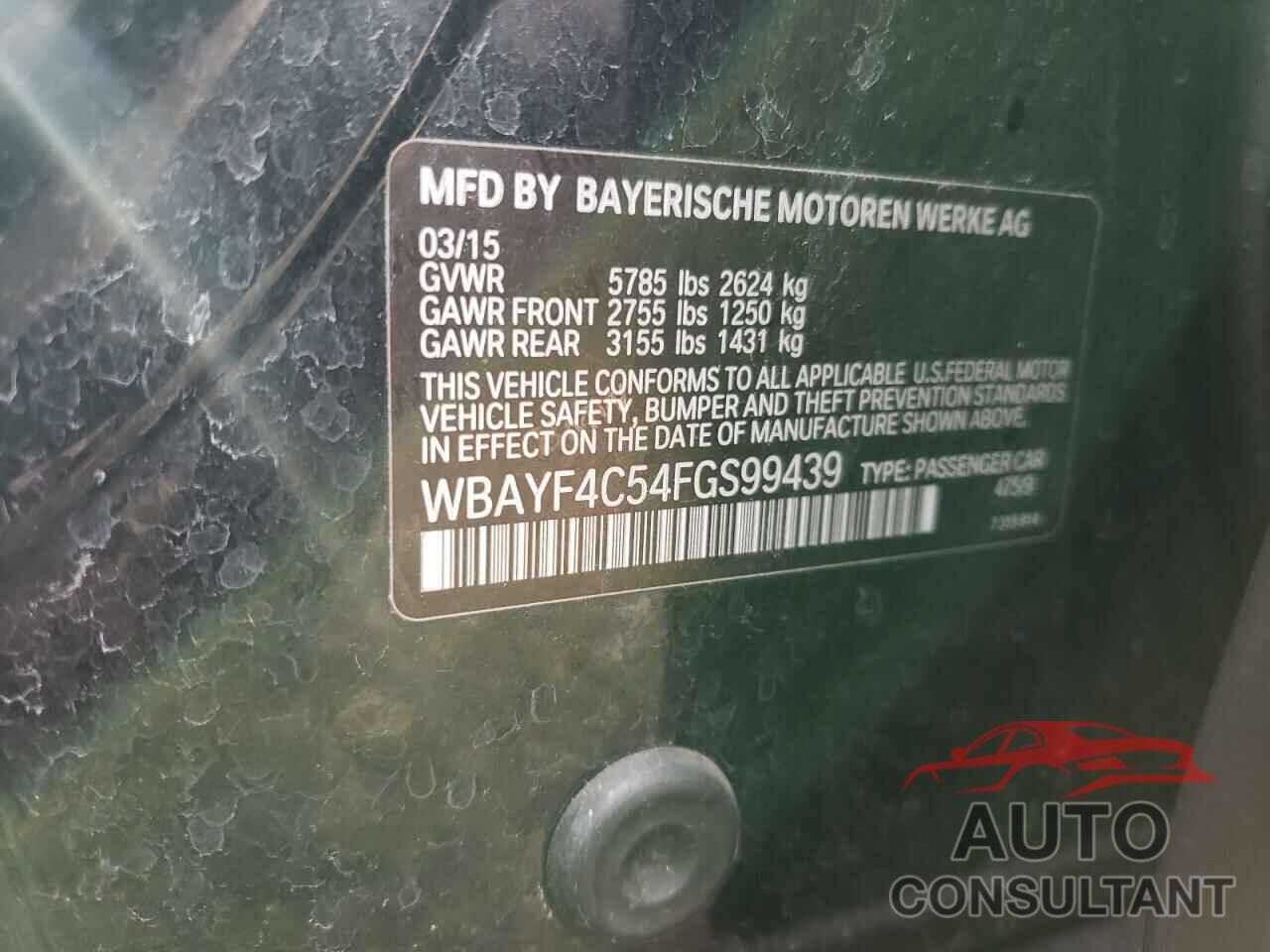 BMW 7 SERIES 2015 - WBAYF4C54FGS99439