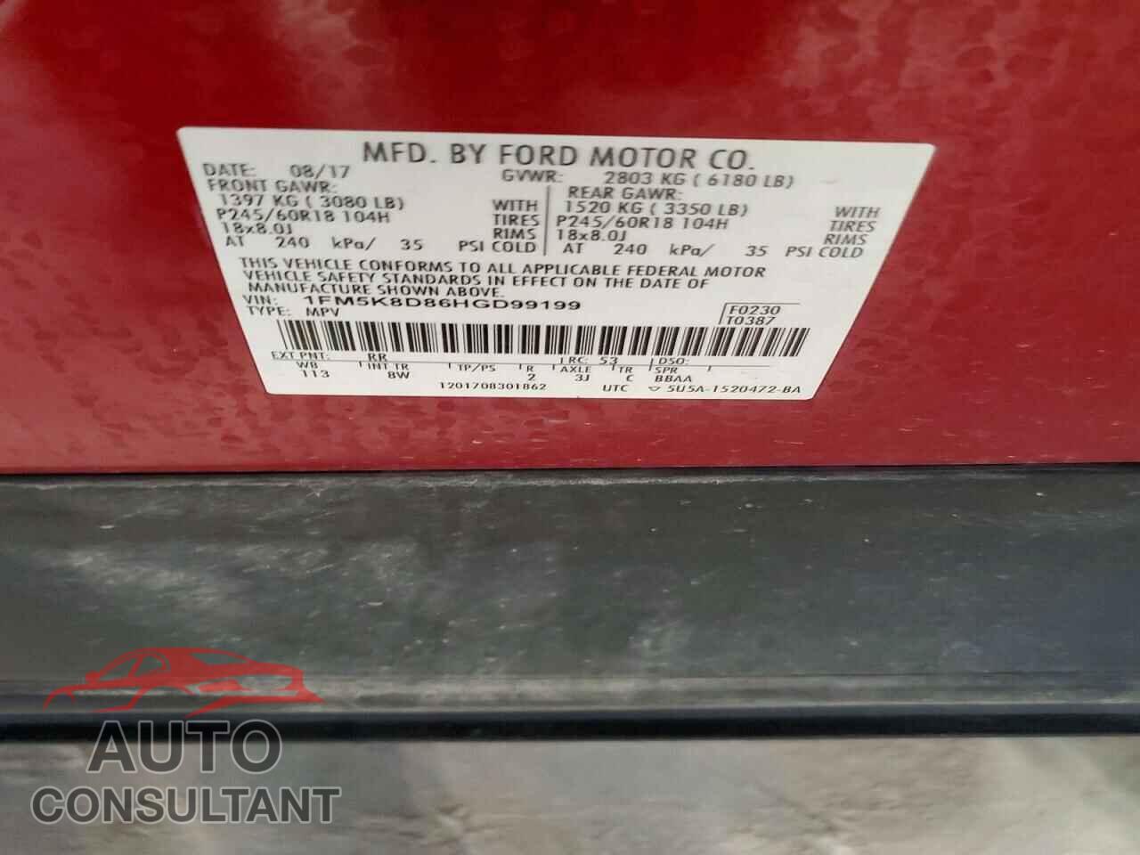 FORD EXPLORER 2017 - 1FM5K8D86HGD99199
