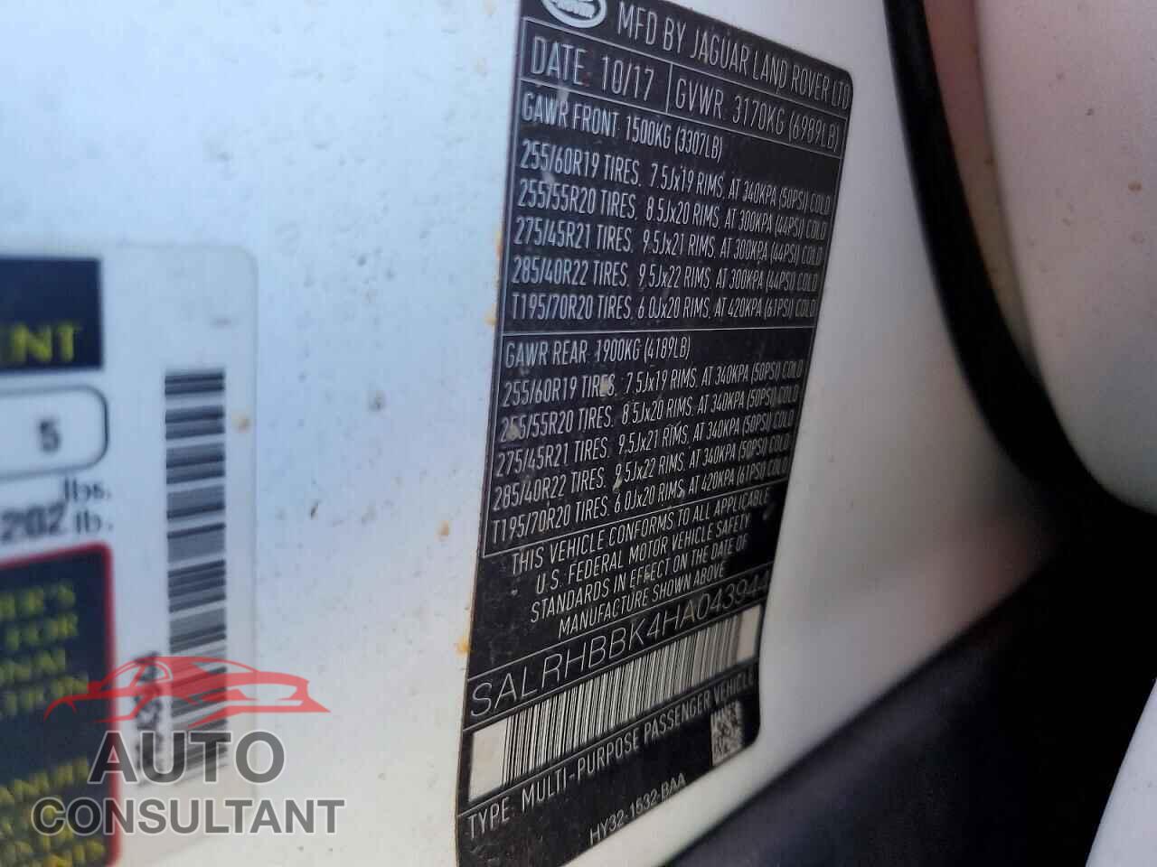 LAND ROVER DISCOVERY 2017 - SALRHBBK4HA043944