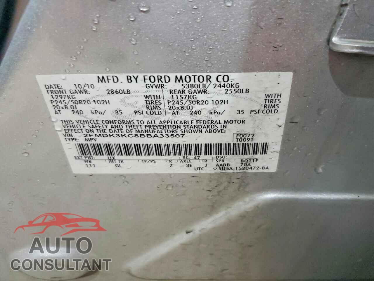 FORD EDGE 2011 - 2FMDK3KC8BBA33507