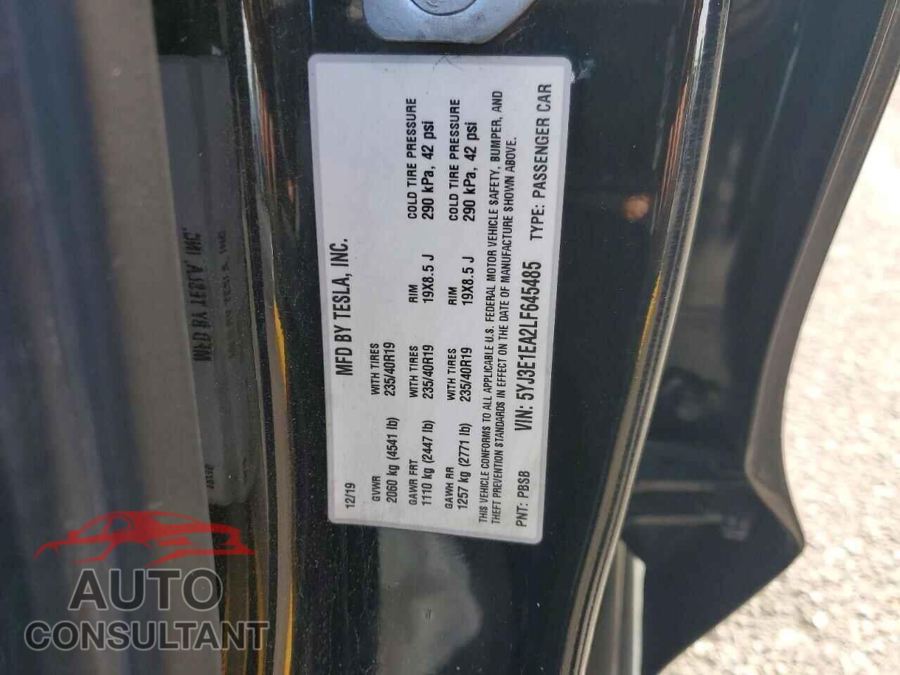 TESLA MODEL 3 2020 - 5YJ3E1EA2LF645485