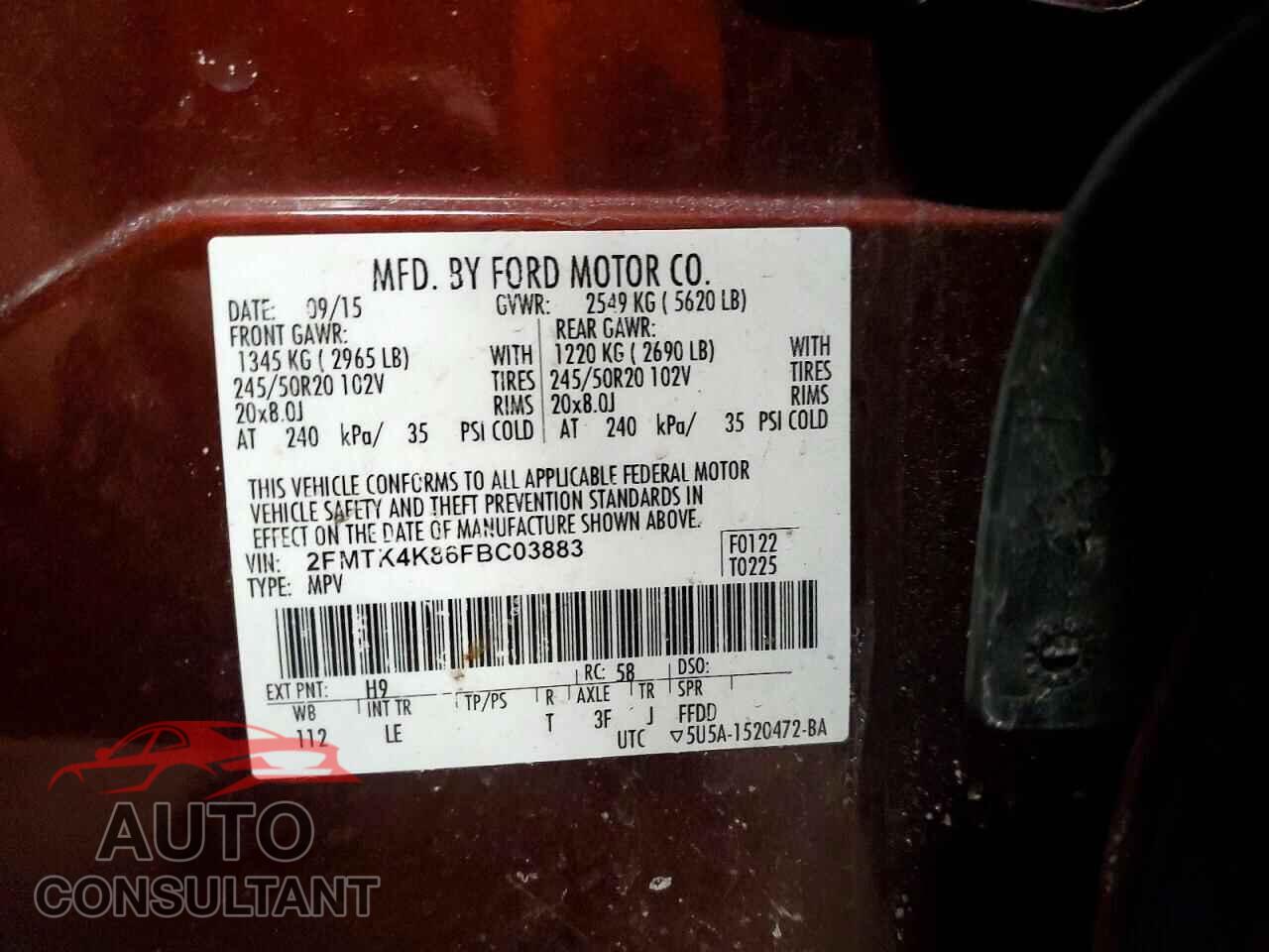 FORD EDGE 2015 - 2FMTK4K86FBC03883
