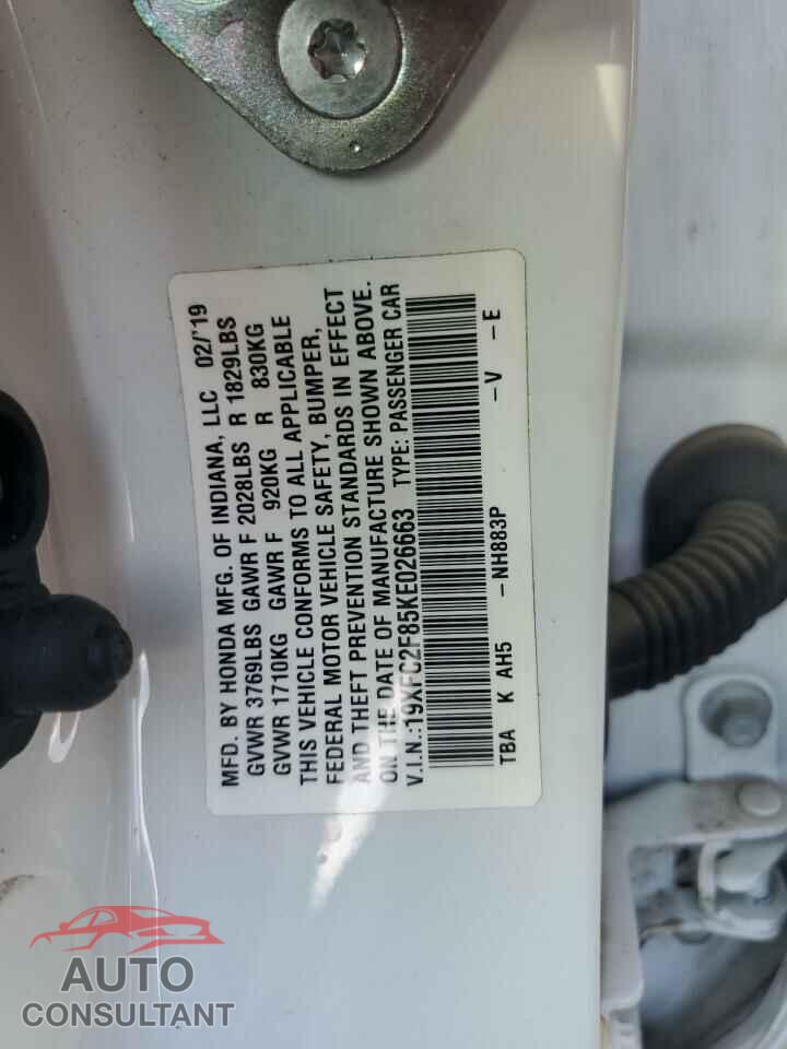 HONDA CIVIC 2019 - 19XFC2F85KE026663