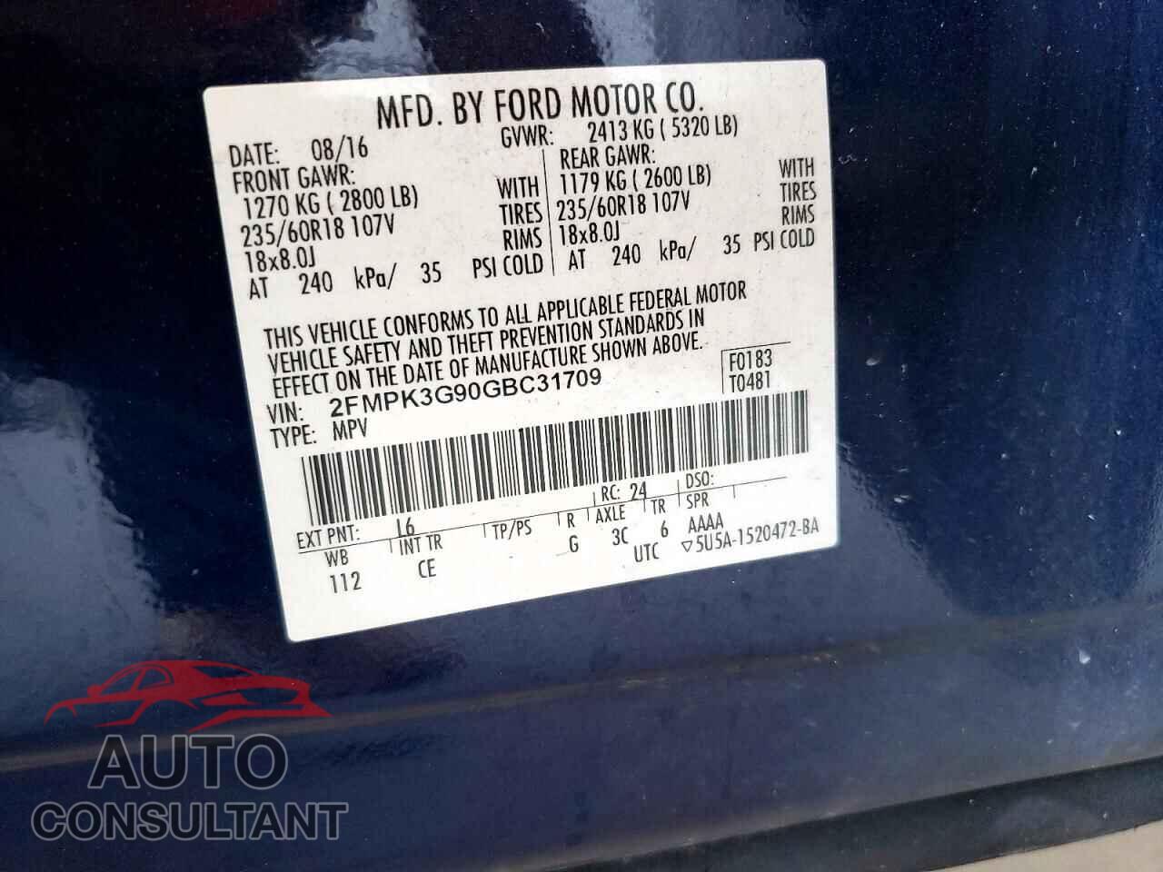 FORD EDGE 2016 - 2FMPK3G90GBC31709