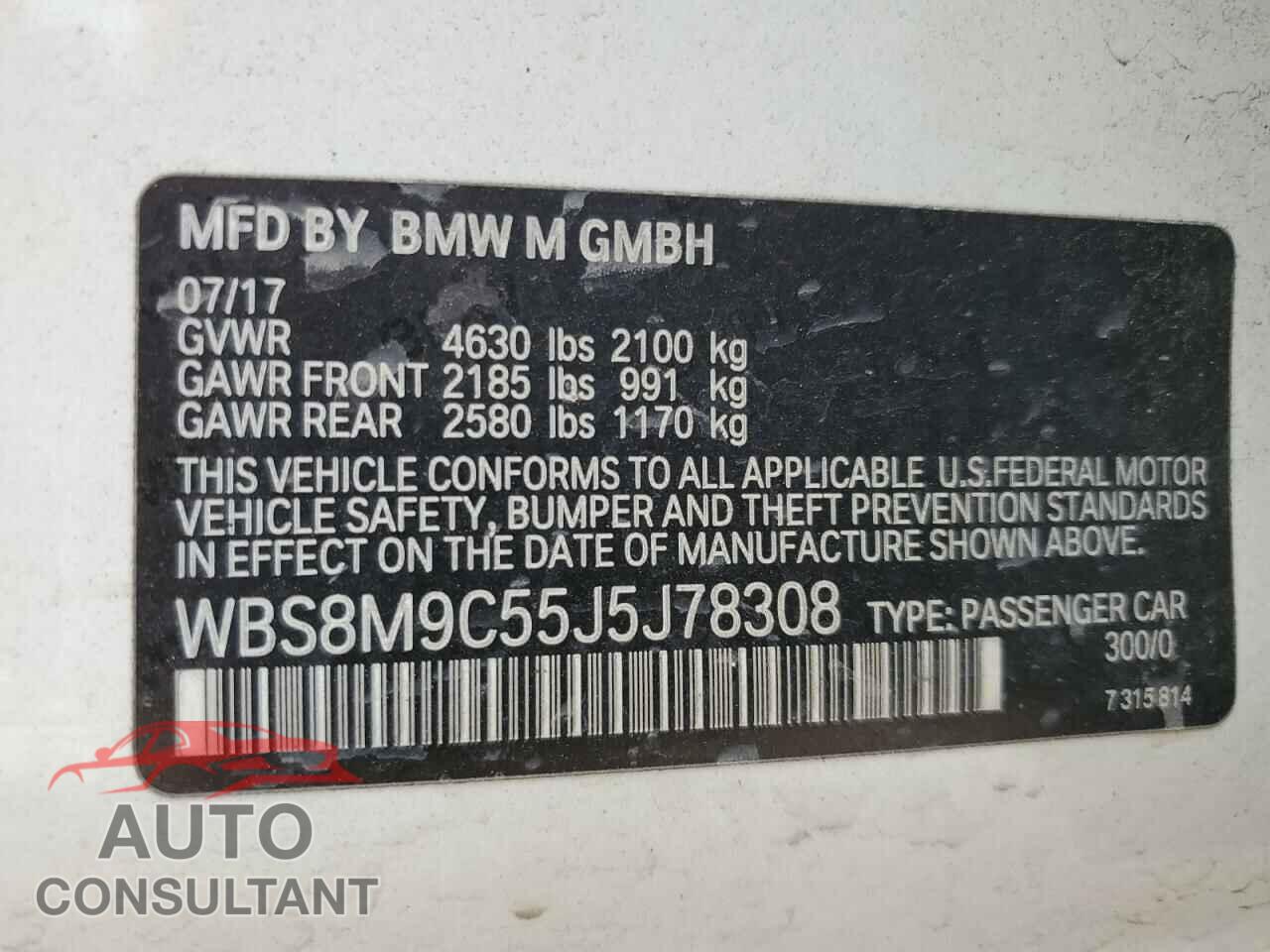BMW M3 2018 - WBS8M9C55J5J78308