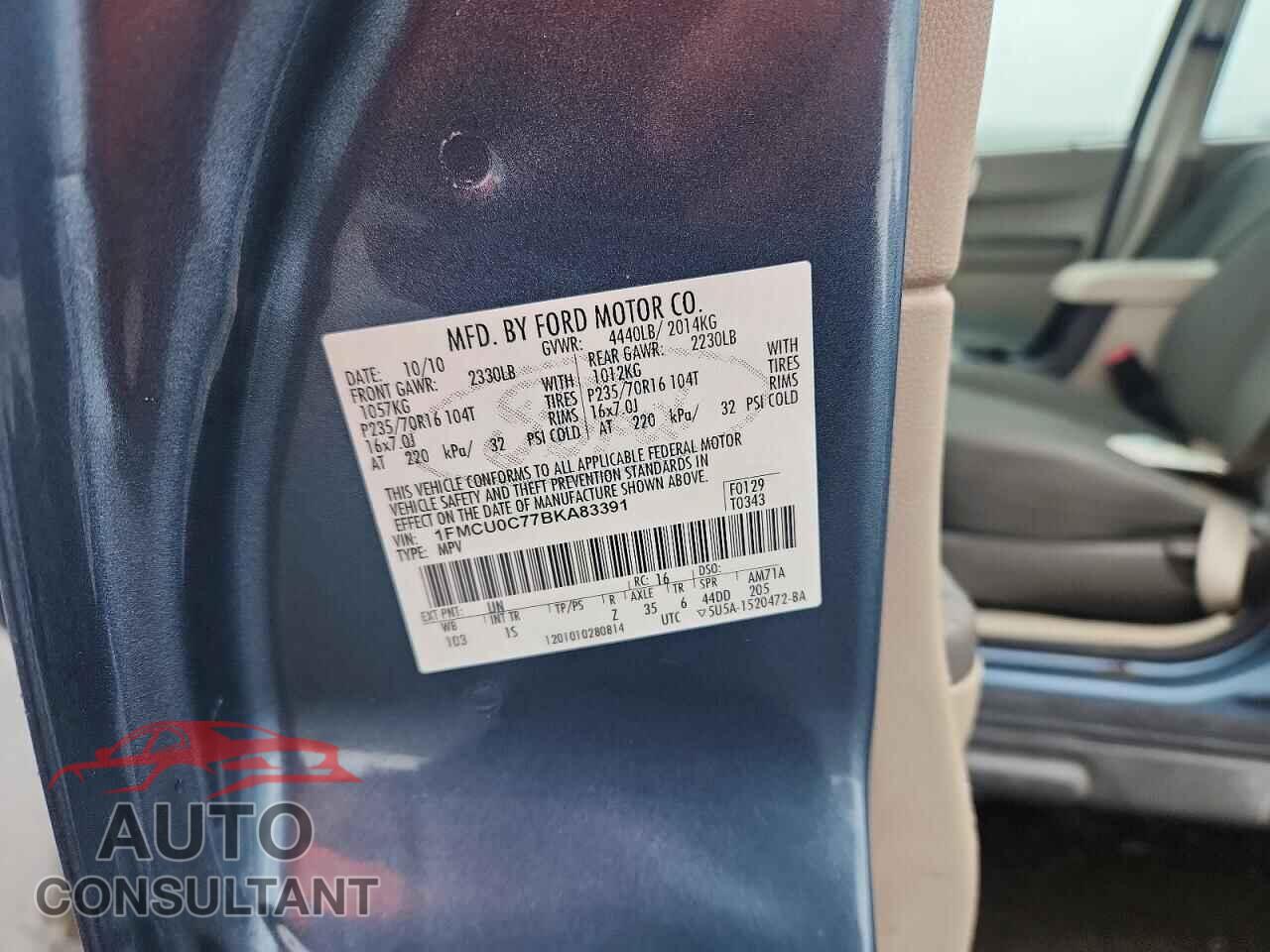 FORD ESCAPE 2011 - 1FMCU0C77BKA83391