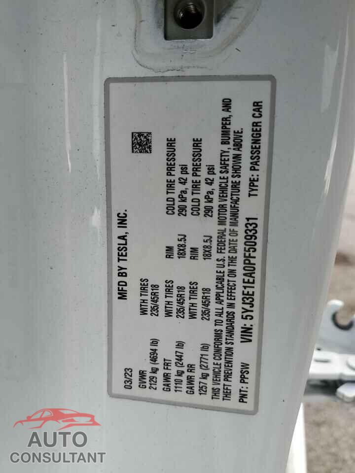 TESLA MODEL 3 2023 - 5YJ3E1EA0PF509331