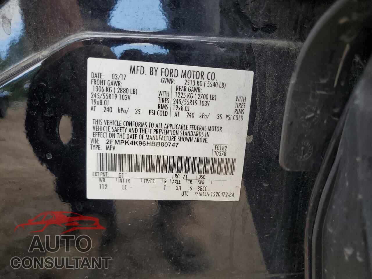 FORD EDGE 2017 - 2FMPK4K96HBB80747