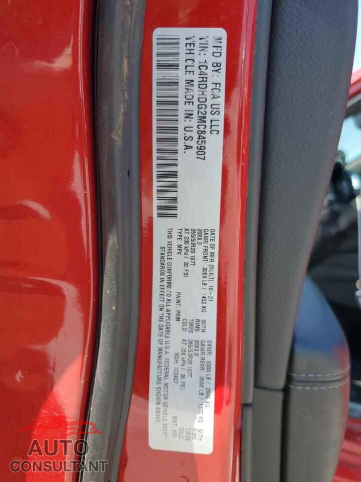 DODGE DURANGO 2021 - 1C4RDHDG2MC845907