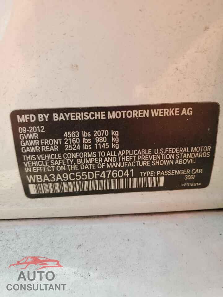 BMW 3 SERIES 2013 - WBA3A9C55DF476041