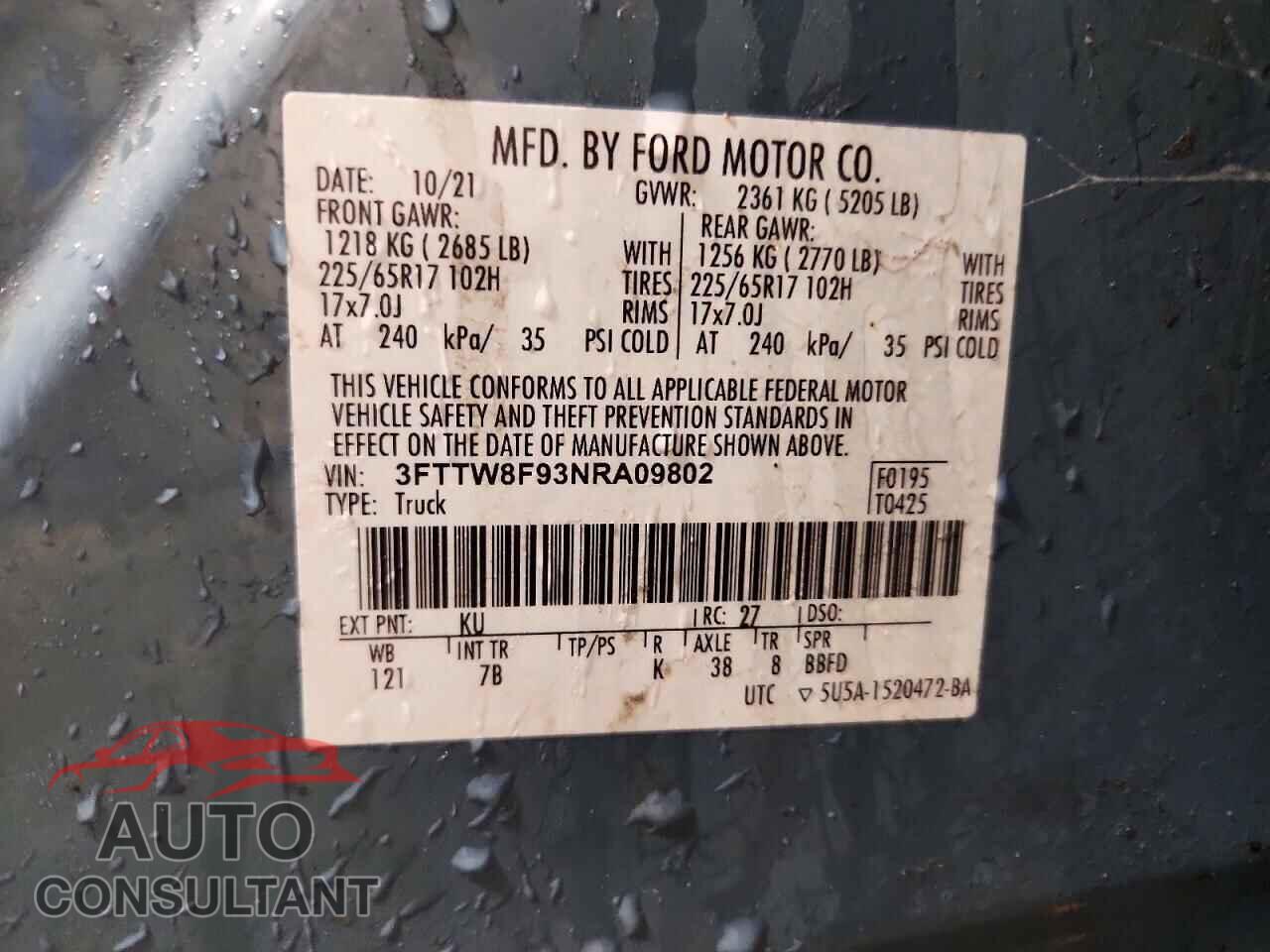 FORD MAVERICK 2022 - 3FTTW8F93NRA09802