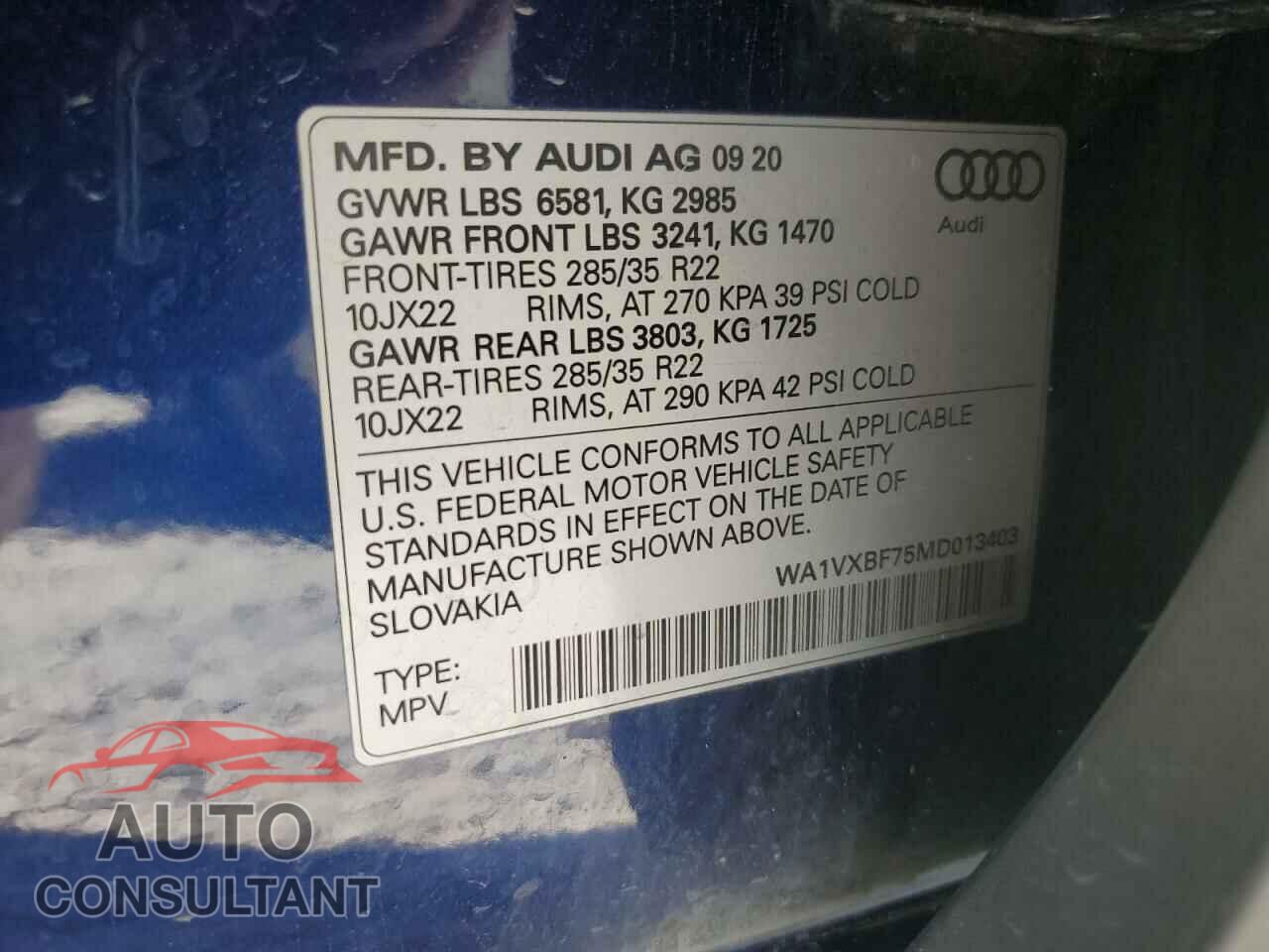 AUDI Q7 2021 - WA1VXBF75MD013403