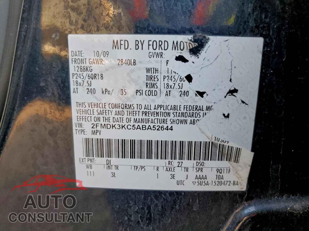 FORD EDGE 2010 - 2FMDK3KC5ABA52644