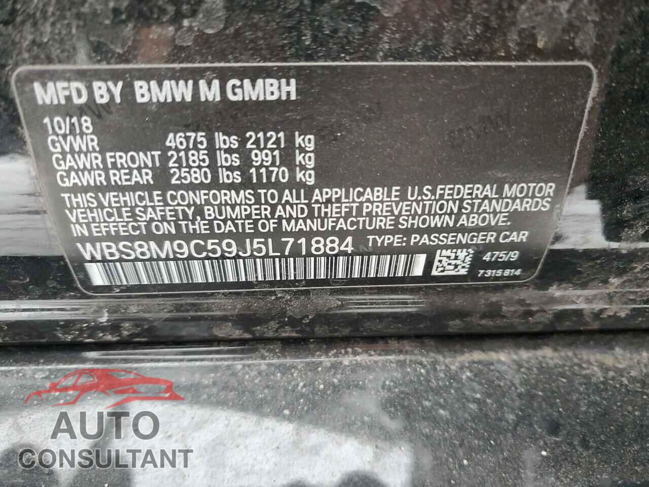 BMW M3 2018 - WBS8M9C59J5L71884