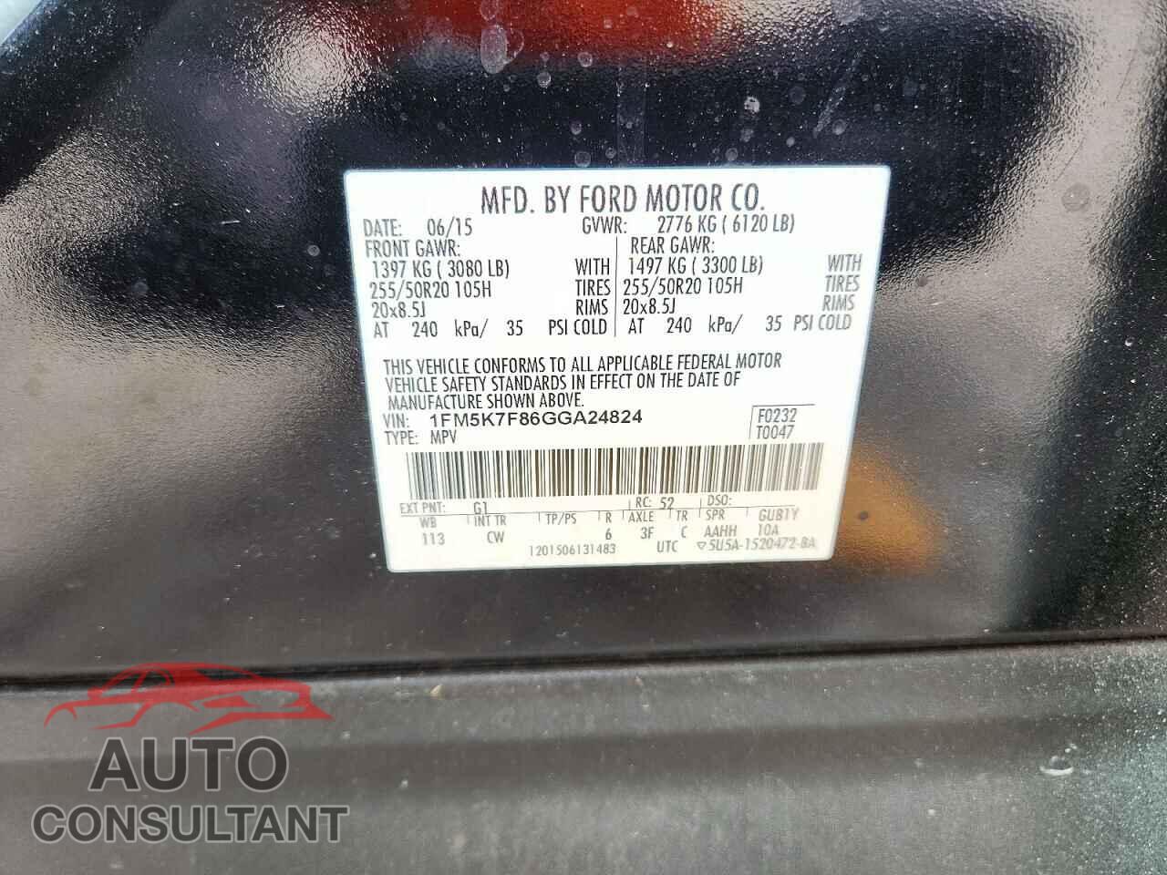 FORD EXPLORER 2016 - 1FM5K7F86GGA24824