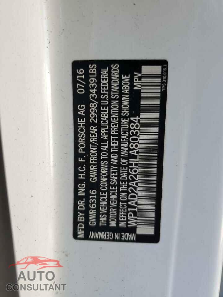 PORSCHE CAYENNE 2017 - WP1AD2A26HLA80384
