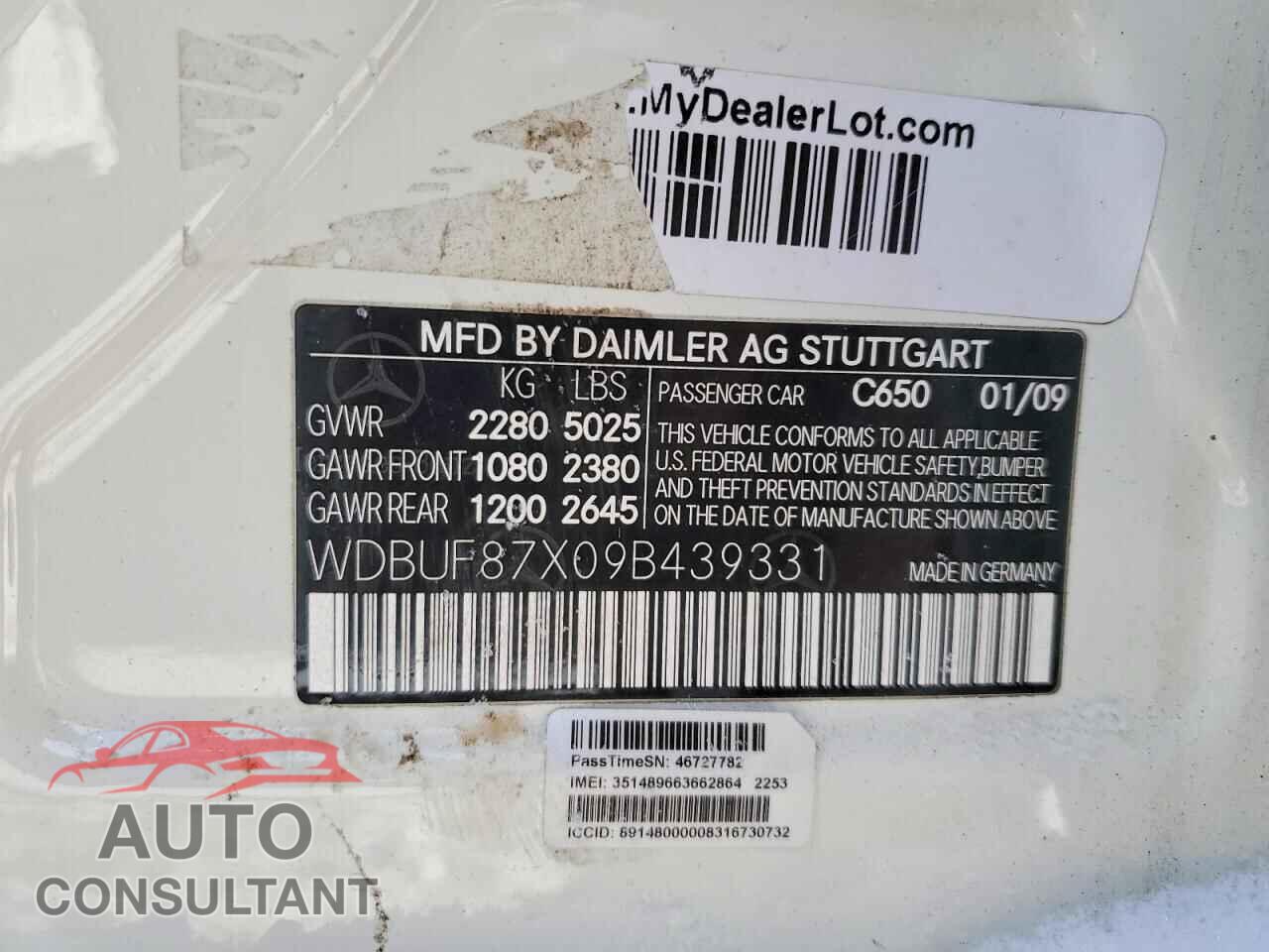 MERCEDES-BENZ E-CLASS 2009 - WDBUF87X09B439331