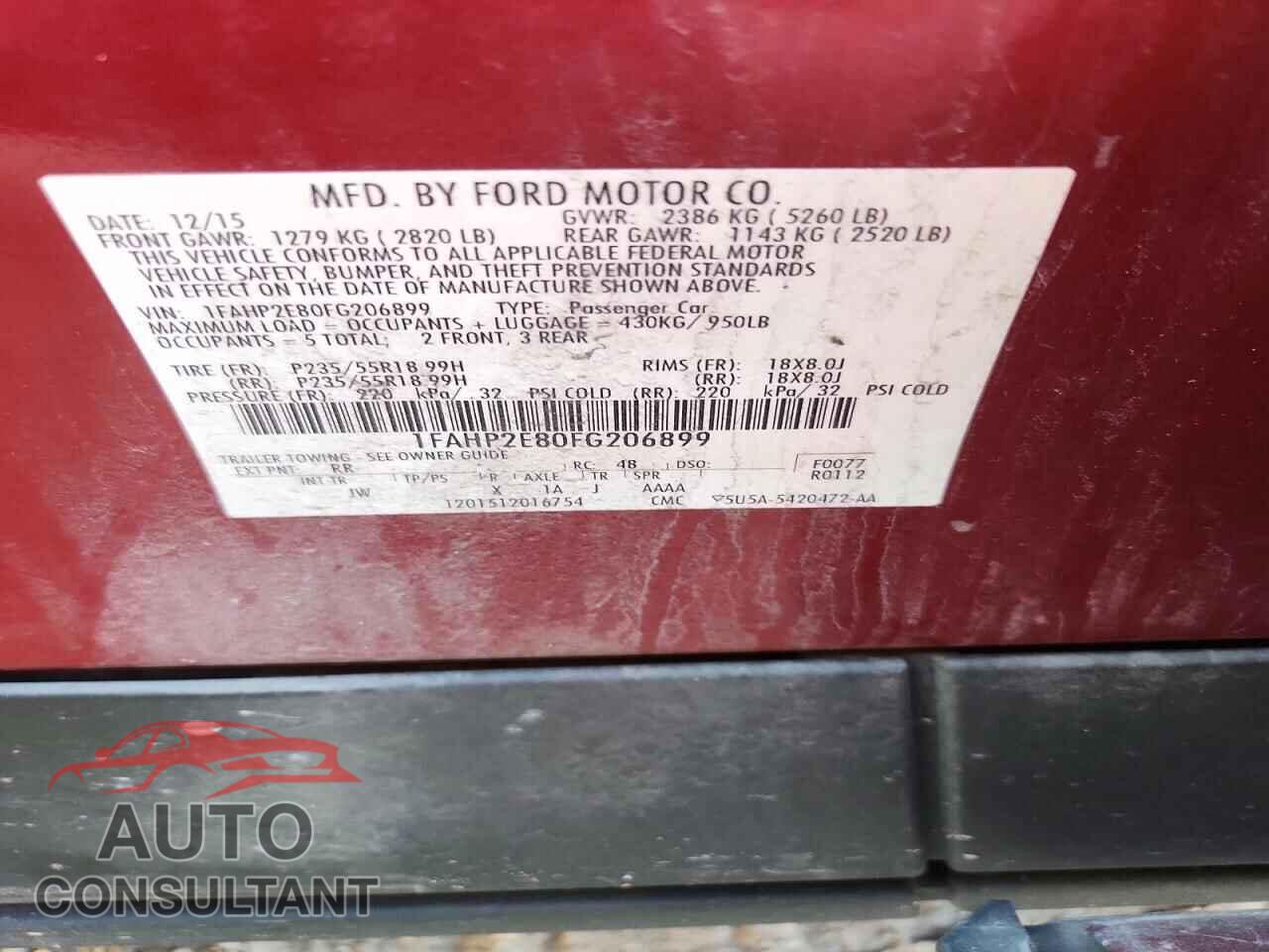 FORD TAURUS 2015 - 1FAHP2E80FG206899