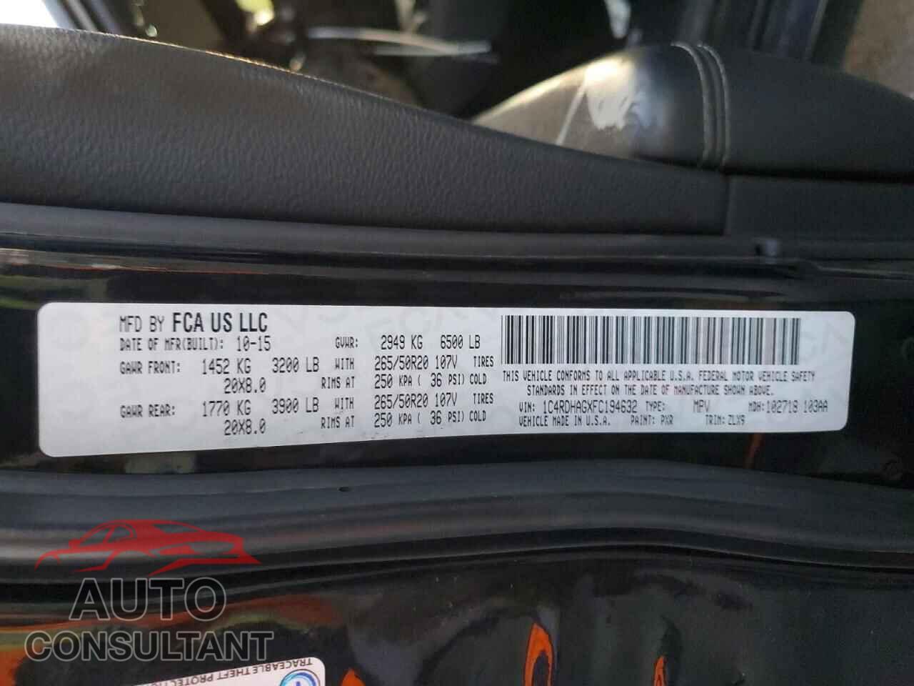DODGE DURANGO 2015 - 1C4RDHAGXFC194632