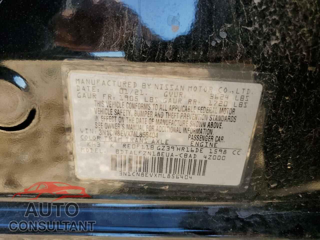 NISSAN VERSA 2021 - 3N1CN8EVXML856404