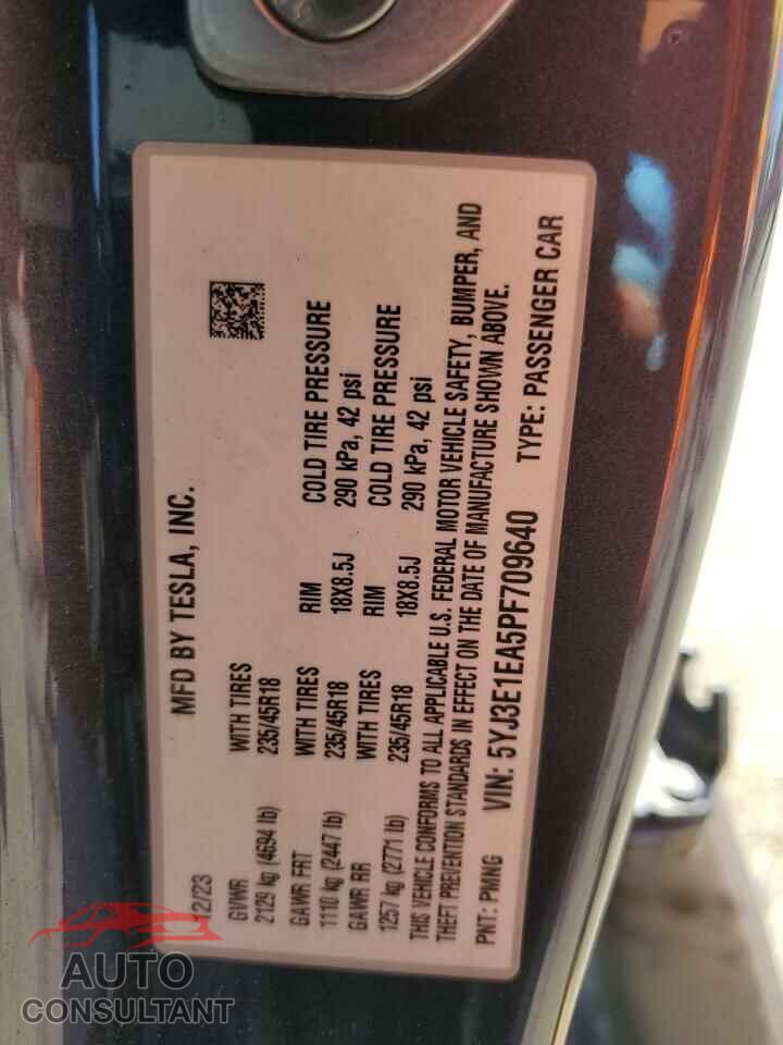 TESLA MODEL 3 2023 - 5YJ3E1EA5PF709640