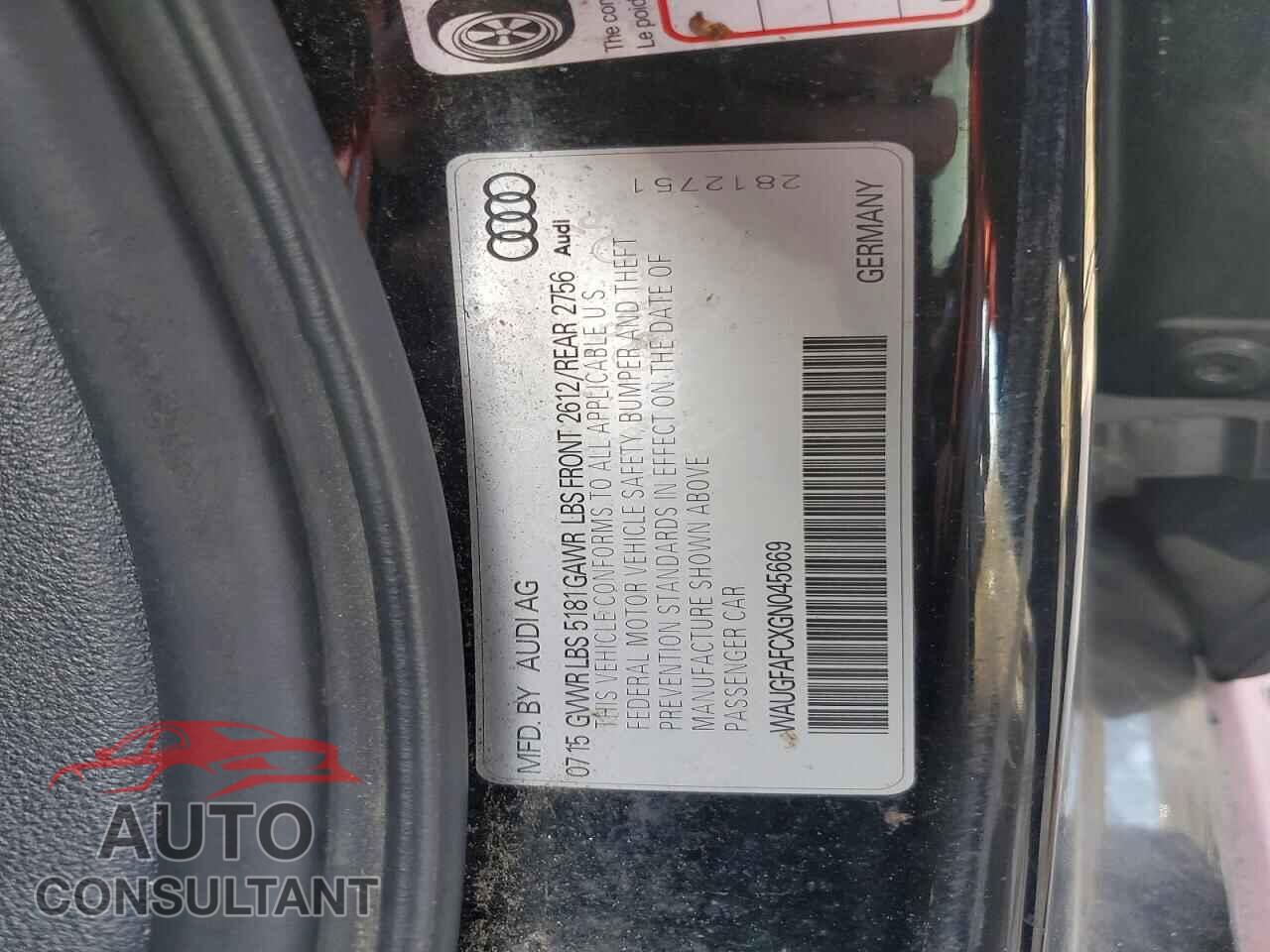 AUDI A6 2016 - WAUGFAFCXGN045669